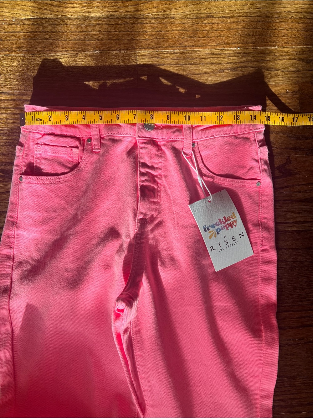 NWT Size 28 | RISEN Jeans | Neon Pink Flare Jeans | Women's High-Rise Boot Cut - Picture 4 of 6